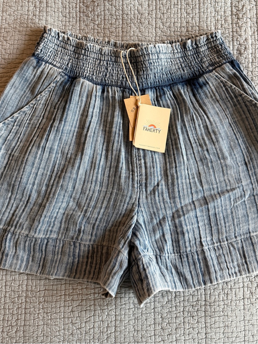 Faherty Dream Cotton Gauze Shorts Light Indigo Wash NWT XS